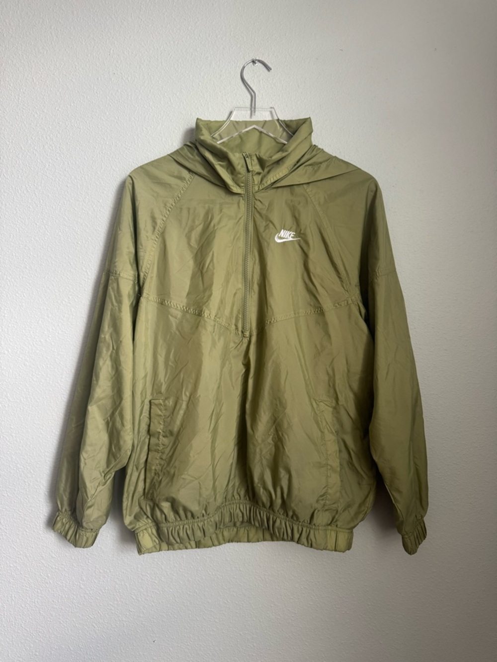 Nike Olive Windbreaker Pullover Jacket with Hood